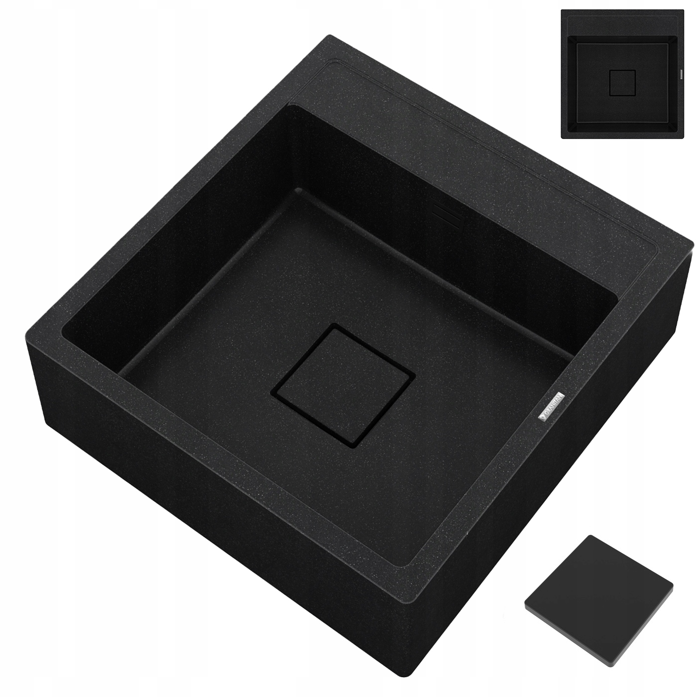 Granitové Umývadlo Škandinávske Farmárske Čierne Škvrnité Tavo Sifón