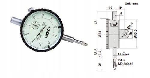 INSIZE Czujnik zegarowy 10/0,01 mm Kod producenta 2308-10FA