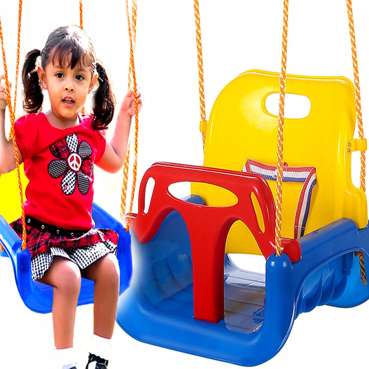 3w1 Huśtawka Ogrodowa Modułowa domowa dla Dzieci Mocna na Linach Bezpieczna Kod producenta dzieci MOCNA ZAWIESZANA siedzisko