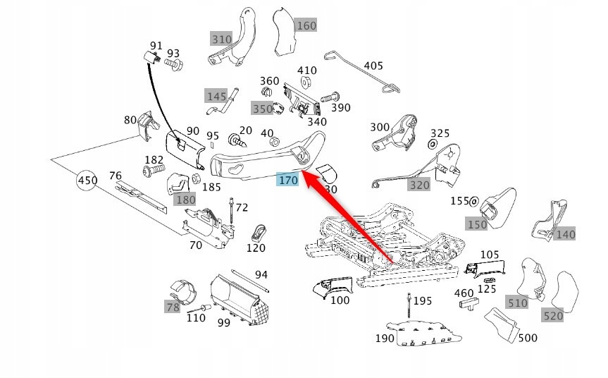 Plastová Krytka Sedadla Řidiče W211 E Třída Mb