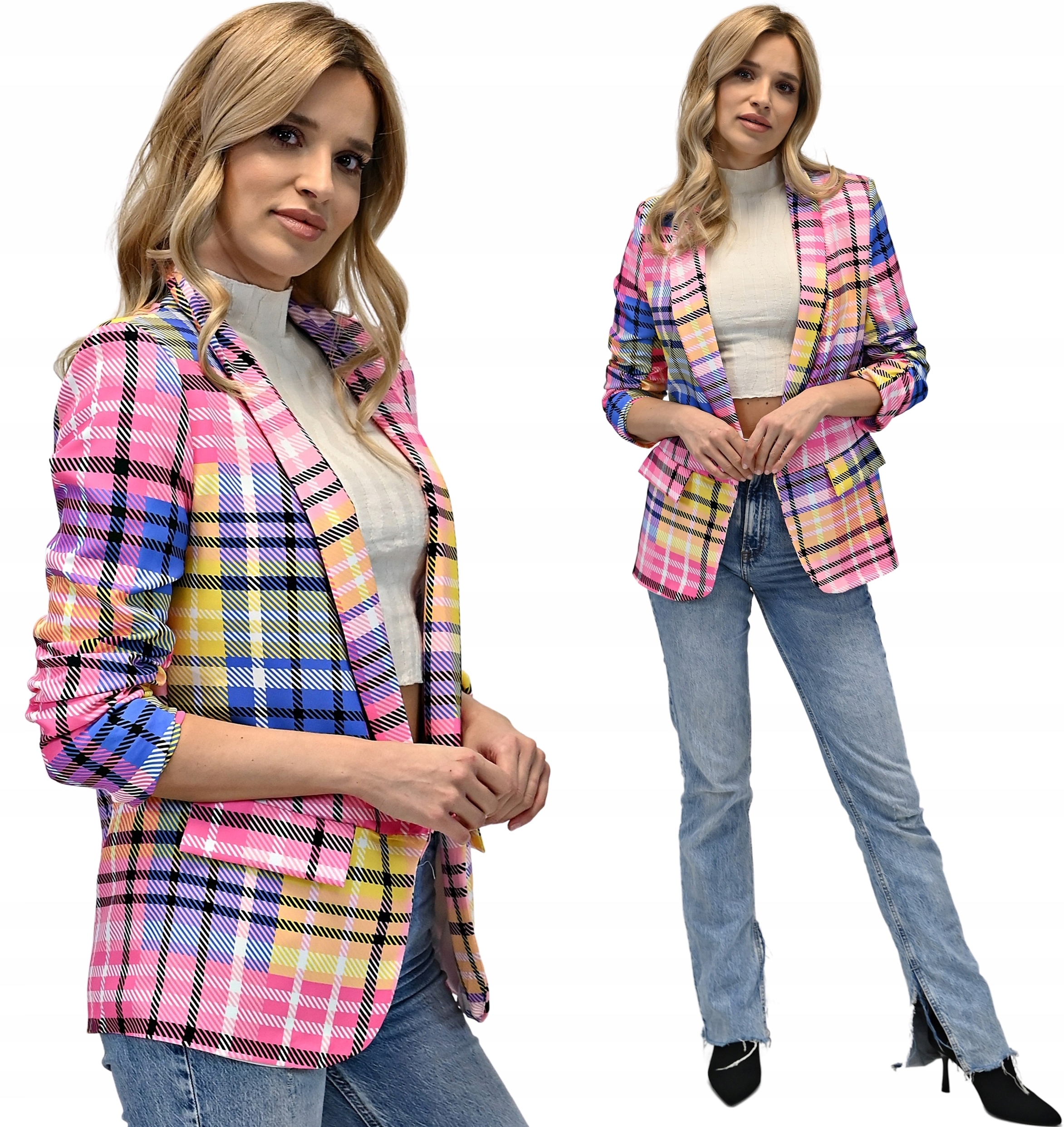 MARYNARKA żakiet kobiecy modna narzutka XL/42 Model Modna Marynarka - Żakiet smokingowy z podszewką