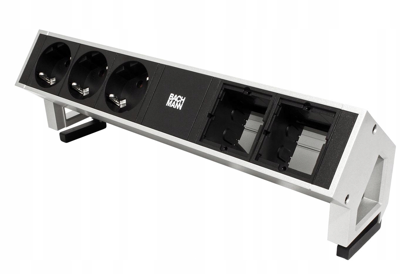 Bachmann Systém Desk 2, 3x zásuvka De, 2x volné, stříbrný (902.401)