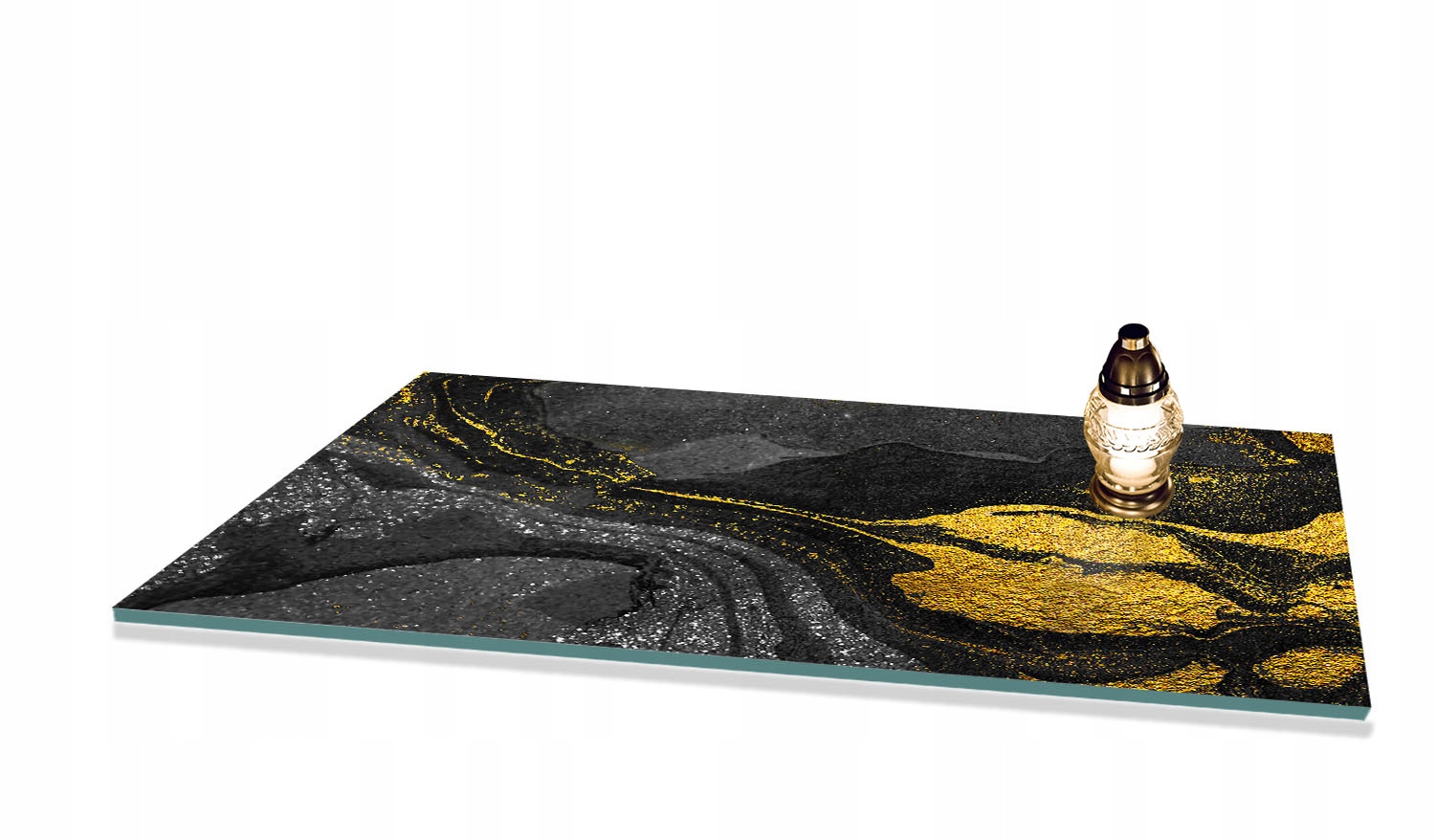 Tvrzený skleněný podstavec pod Hřbitovní Svíčka dekorace na Hřbitov, motiv 80x52 cm