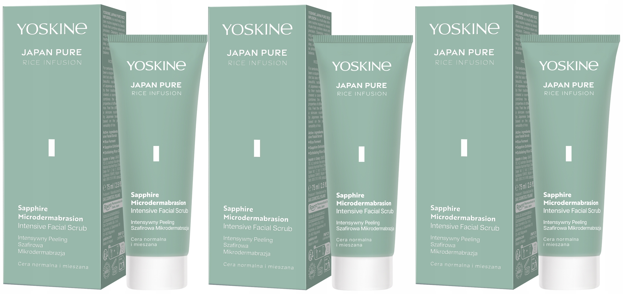 3 kusy Japan Rise Peeling Safírová mikrodermabraze 75 Ml Yoskine Lesk