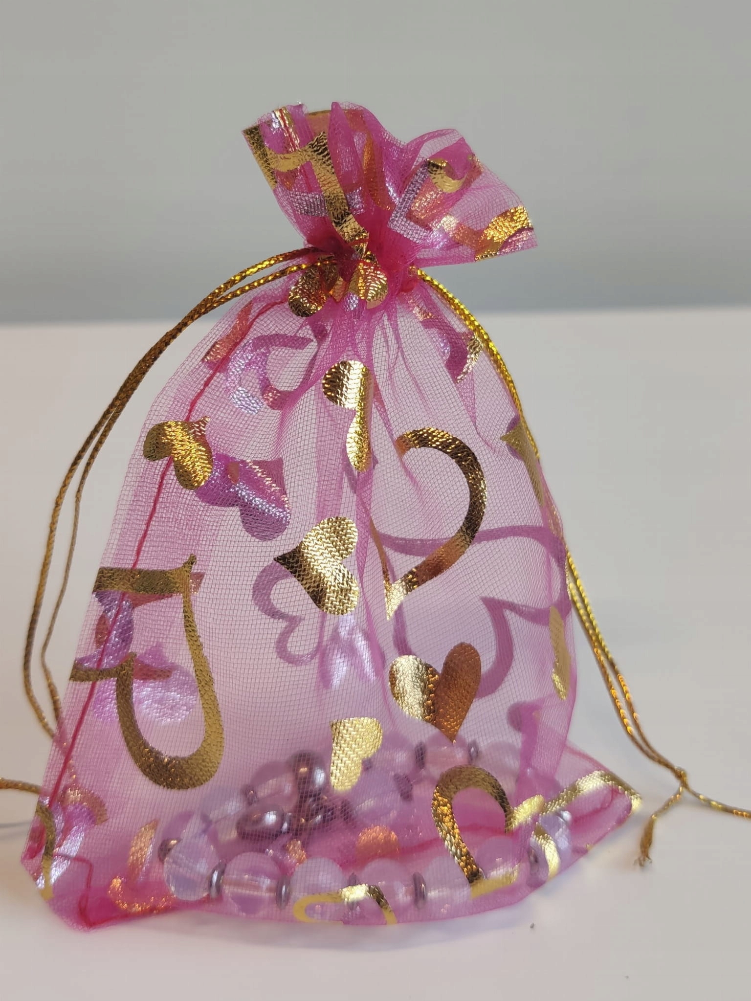 WORECZKI RÓZOWE ŚCIĄGANE Z ORGANZY 9x12 100szt