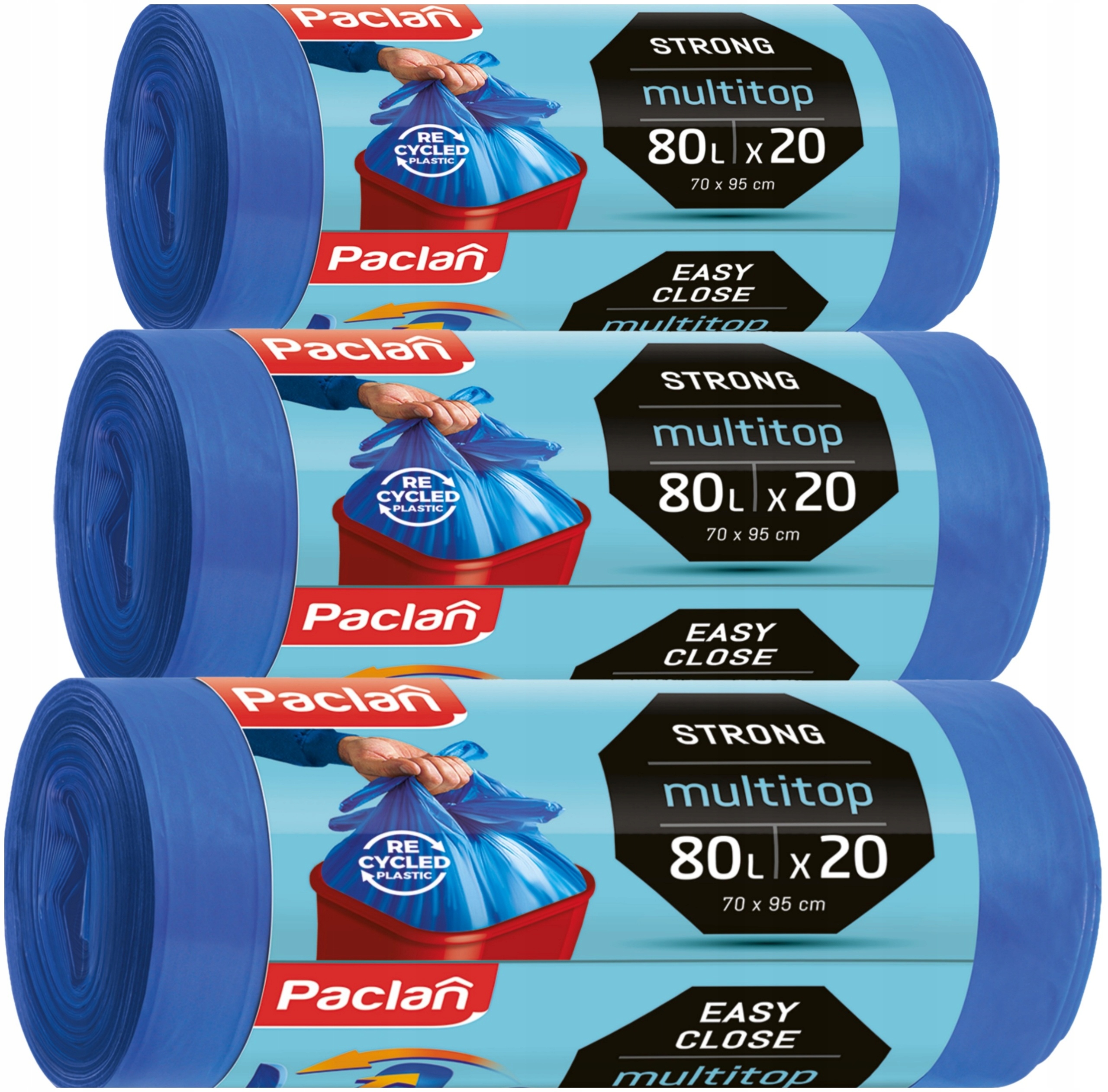 

Worki Na Smieci Multitop 80L 60 szt Paclan 3 rolki