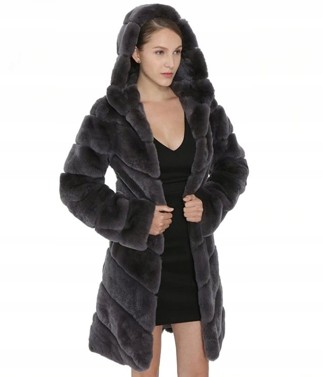 Piękny Płaszcz Futro naturalne z Królika Rex 38 M