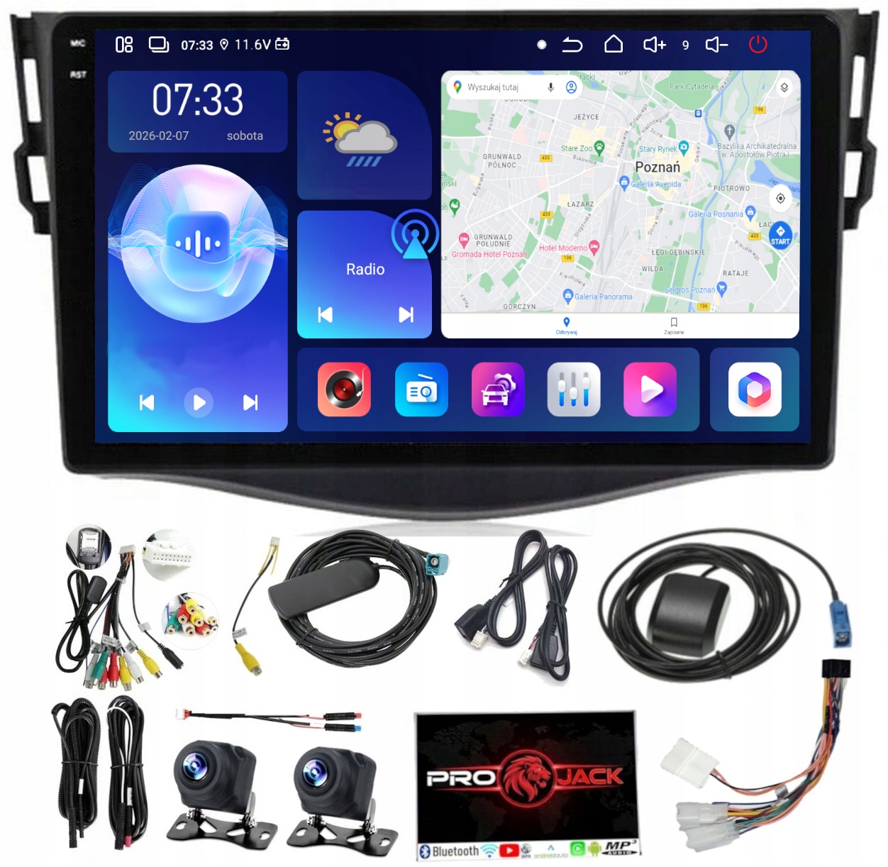 Rádio Navigace Carplay Gps Android Toyota RAV4 2006-2012 6GB 128GB Sim