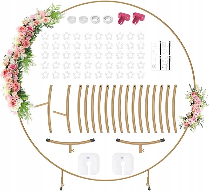 Kovový Balónkový Oblouk, Stojan Na Balónky O Průměru 2,2 M, Zlatá Barva