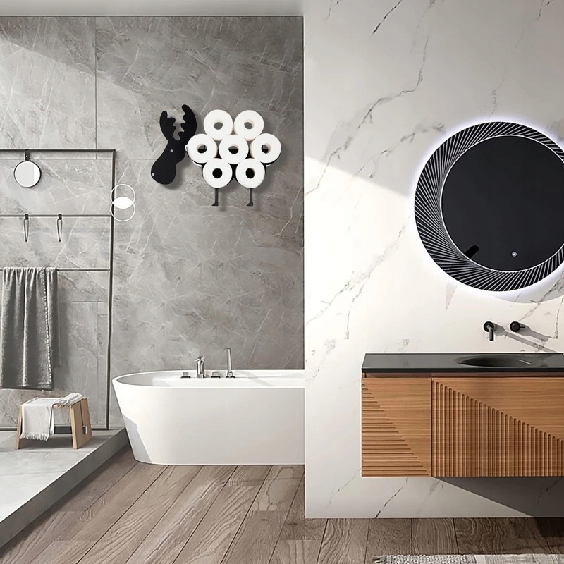 STOJAK NA PAPIER TOALETOWY STOJĄCY CZARNY METALOWY ŁOŚ 7 ROLEK 41,5X54 CM Marka EVG