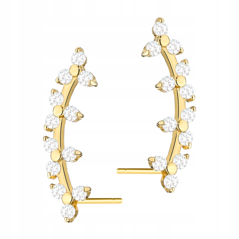 Zlaté Náušnice pr. 585 Květiny se Zirkony Větvička 14k