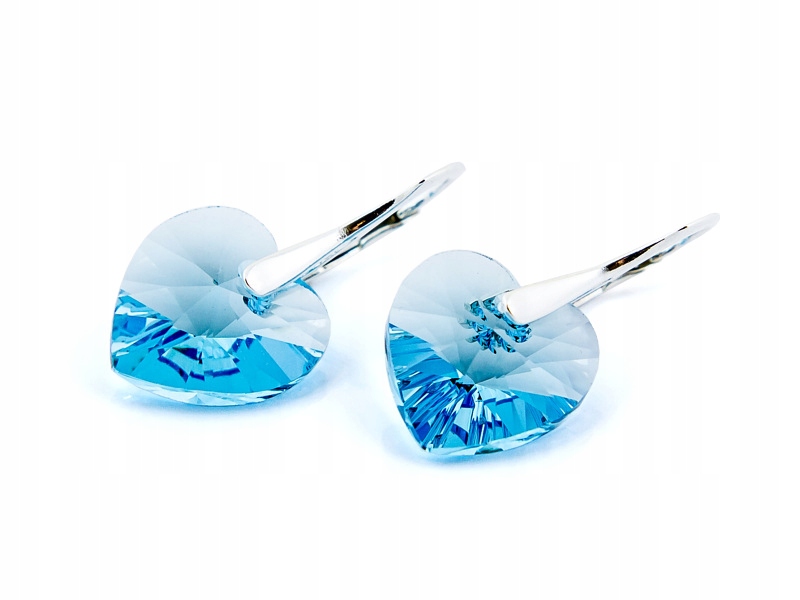 

Srebrne Kolczyki 925 z kr. Swarovski Serca 14 Aqua