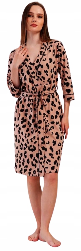 Tenký Bavlněný Župan Panterka Kalhotky Župan Se Zavazováním Na Pásek XXL