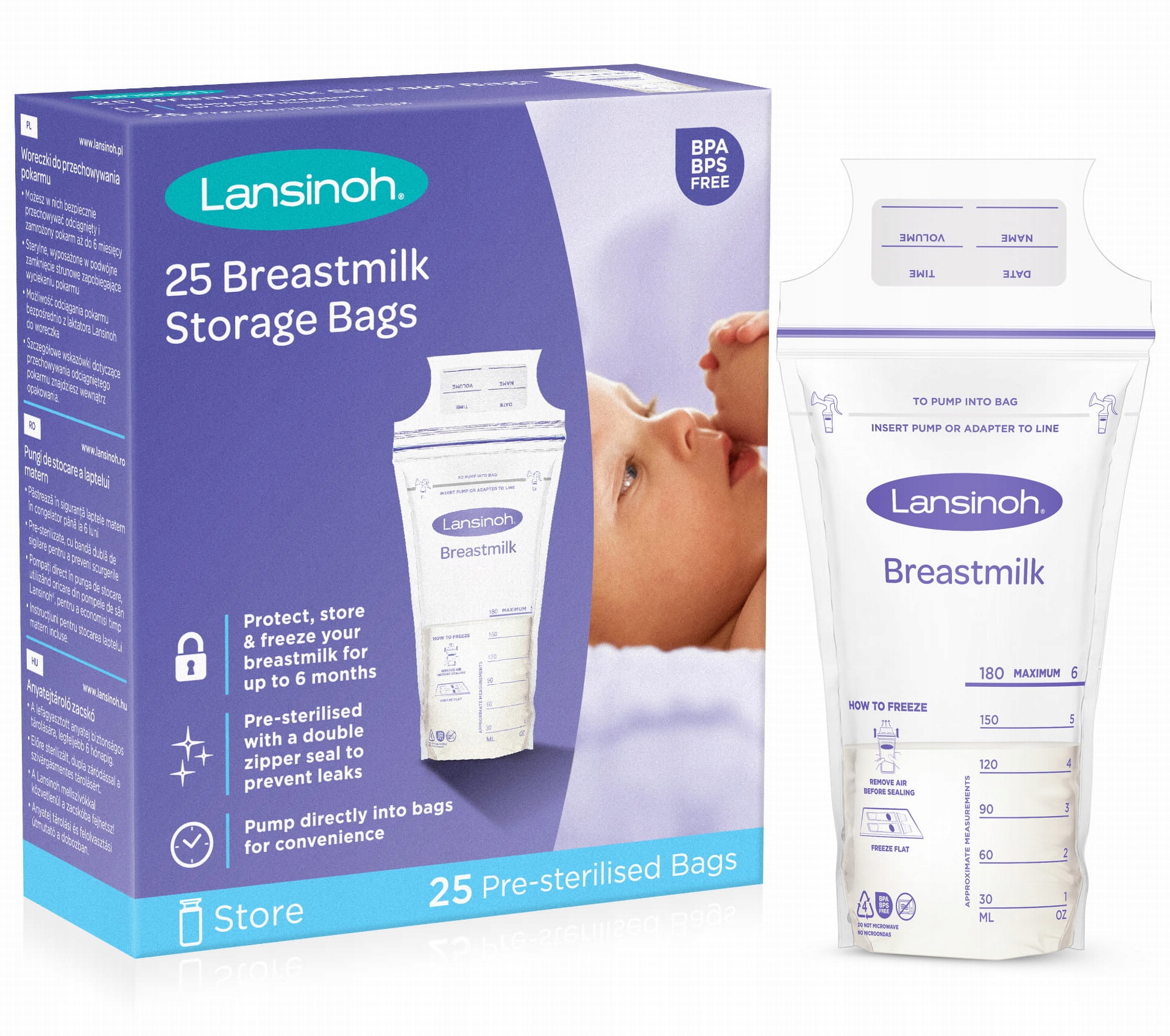 LANSINOH WORECZKI DO PRZECHOWYWANIA POKARMU 25szt