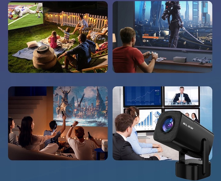 PROJEKTOR RZUTNIK PRZENOŚNY SMART TV 4K ANDROID 13 WIFI BT HDMI + ETUI Żywotność lampy w trybie normalnym 50000 h