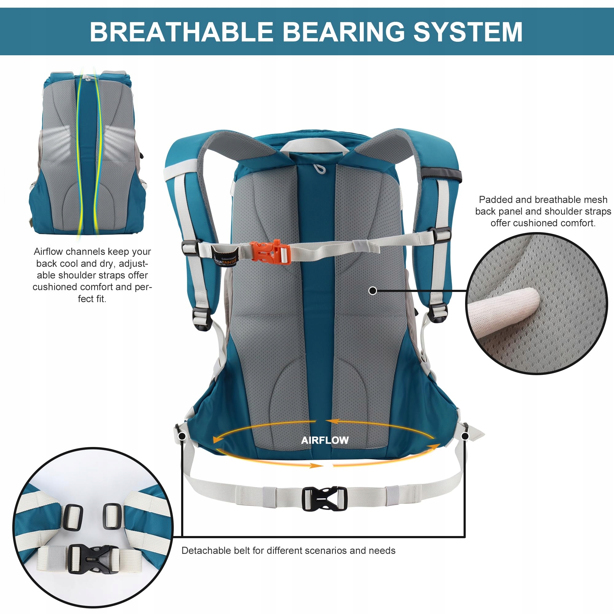 MOUNTAINTOP Plecak Turystyczny 35L Lekki Dla Mężczyzn i Kobiet Outdoor — miniatura 5