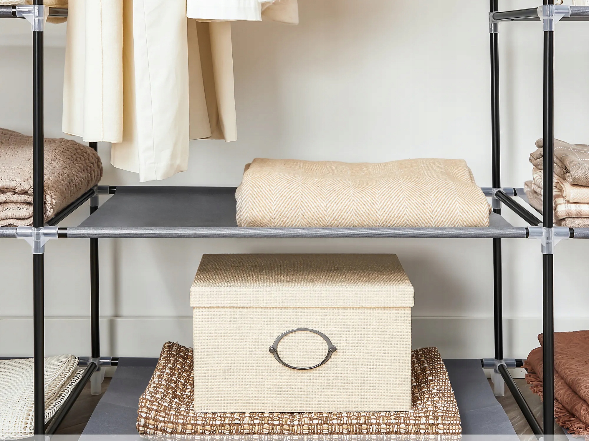 SZAFA TEKSTYLNA MATERIAŁOWA UBRANIA SKŁADANA GARDEROBA ORGANIZER WIESZAK Marka inna