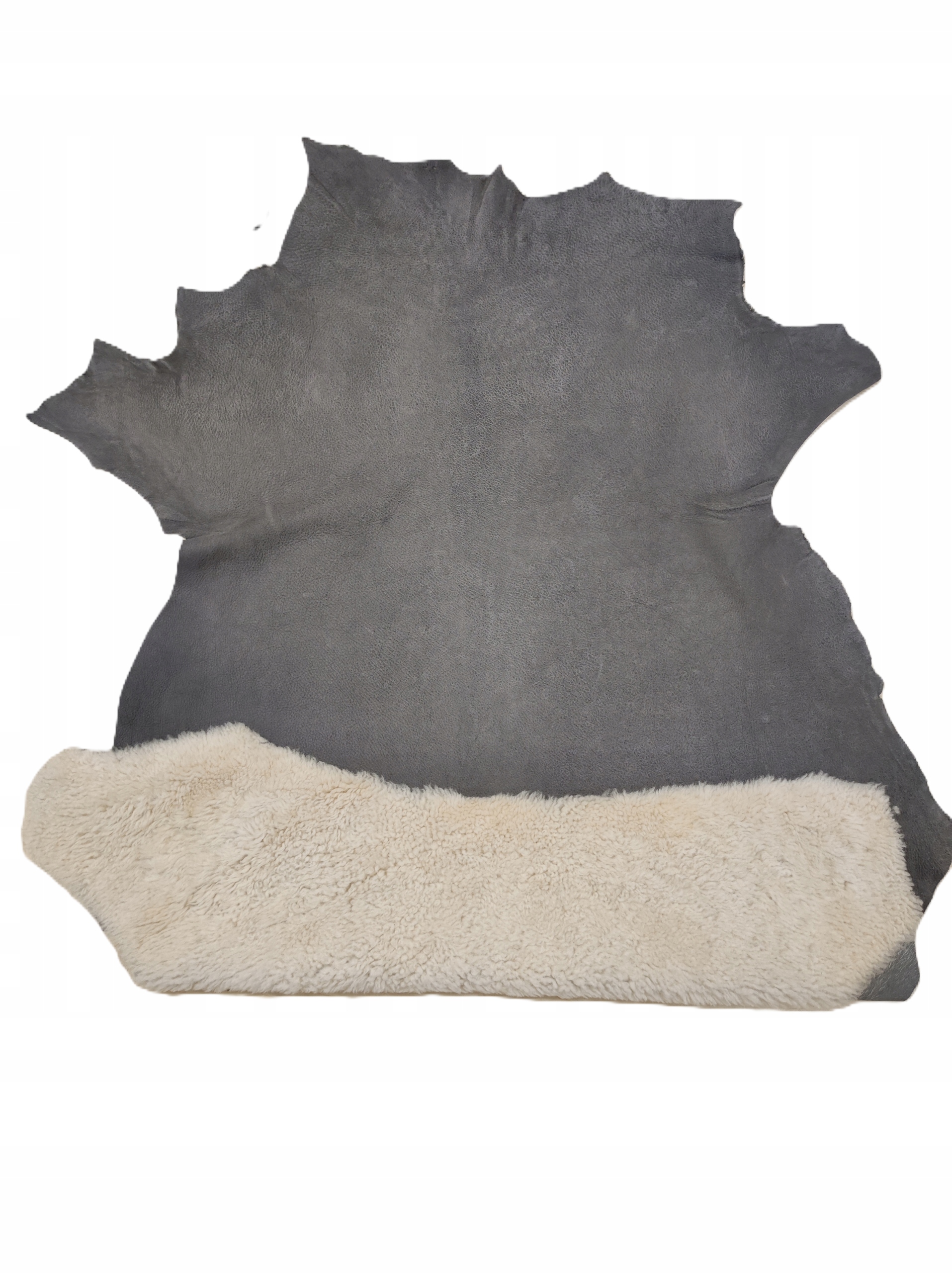 Přírodní kožichová kůže lícová šedá s krémovým vlasem