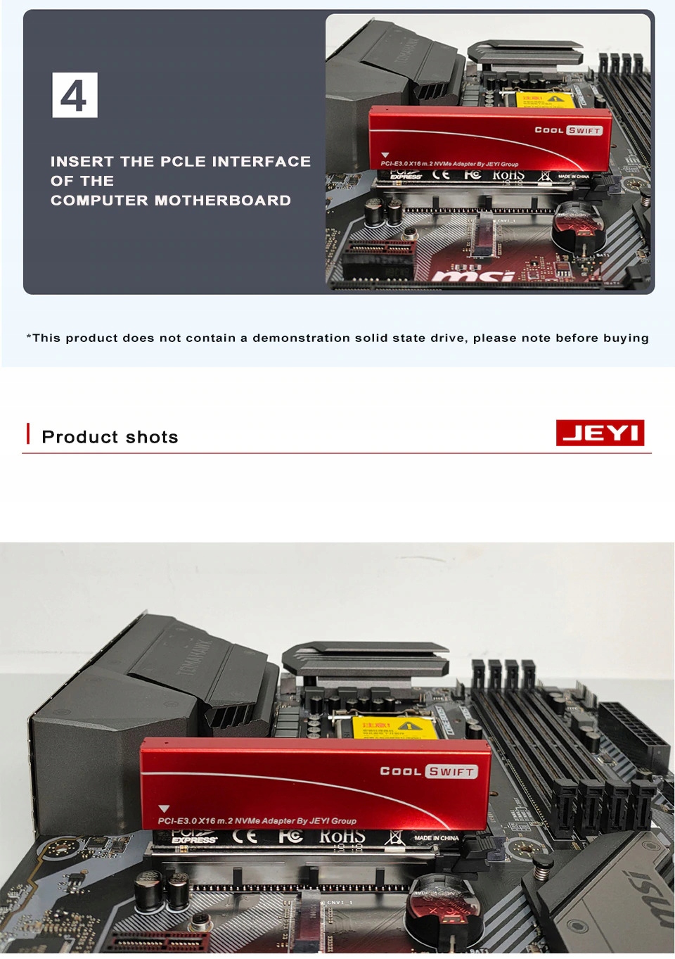 JEYI CoolSwift adapter PCIe SSD M.2 NVMe Radiator Marka Inna