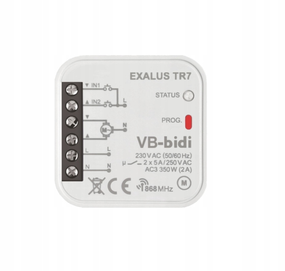 Vb-bidi Ovládač fasádnych žalúzií s prípustným modulom 230V BiDi Exalus