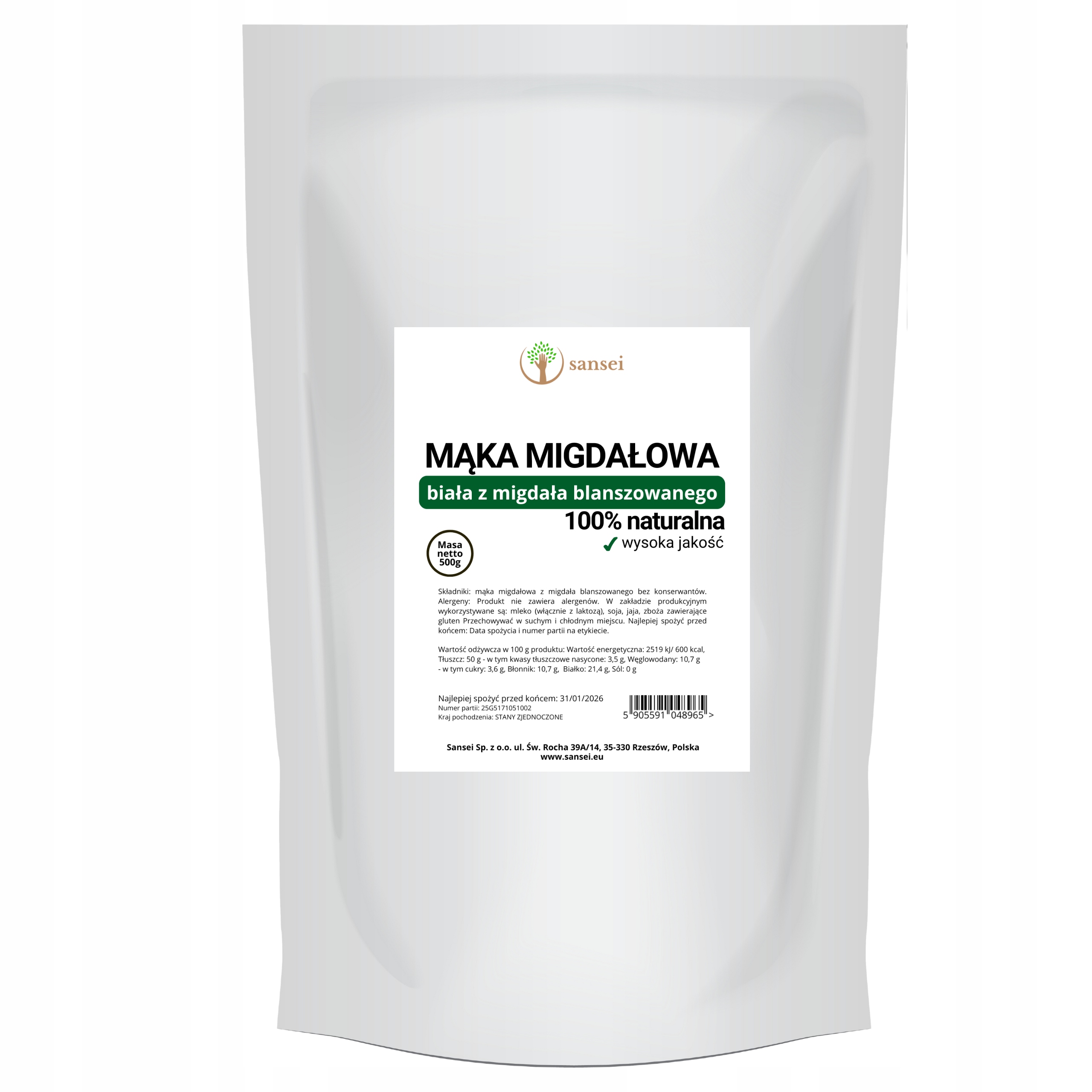 2x přírodní mandlová mouka z blanšírovaných mandlí 500 g