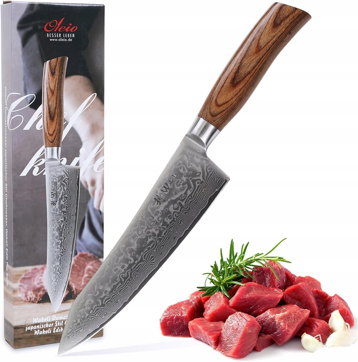 Wakoli Edib Pro Nůž šéfkuchaře Kiritsuke 20 cm Damast Pakkaholz