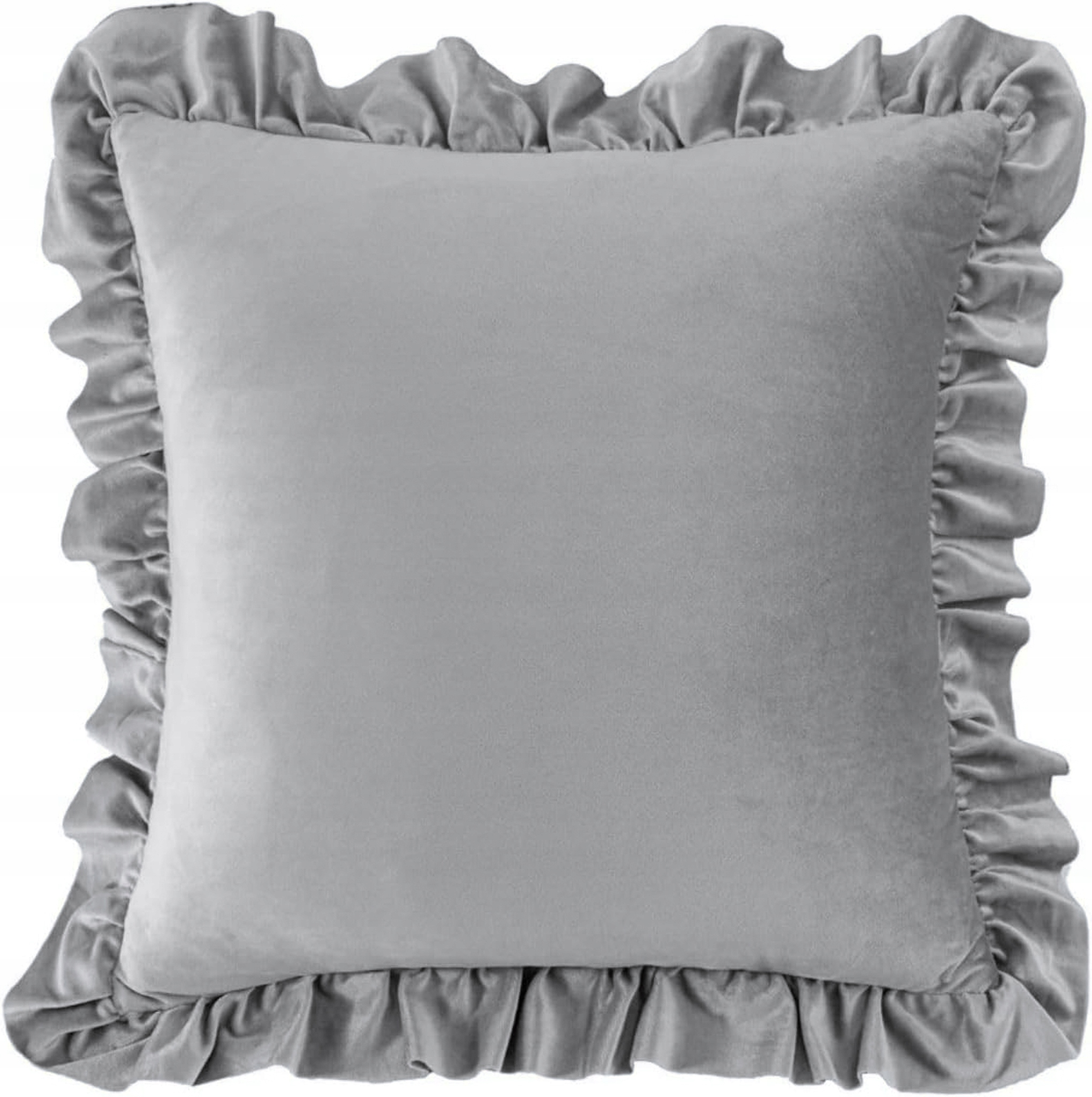 POSZEWKA WELUROWA 40x40 Z FALBANĄ PLUSZ VELVET KOLOR FALBANKA JASNY SZARY