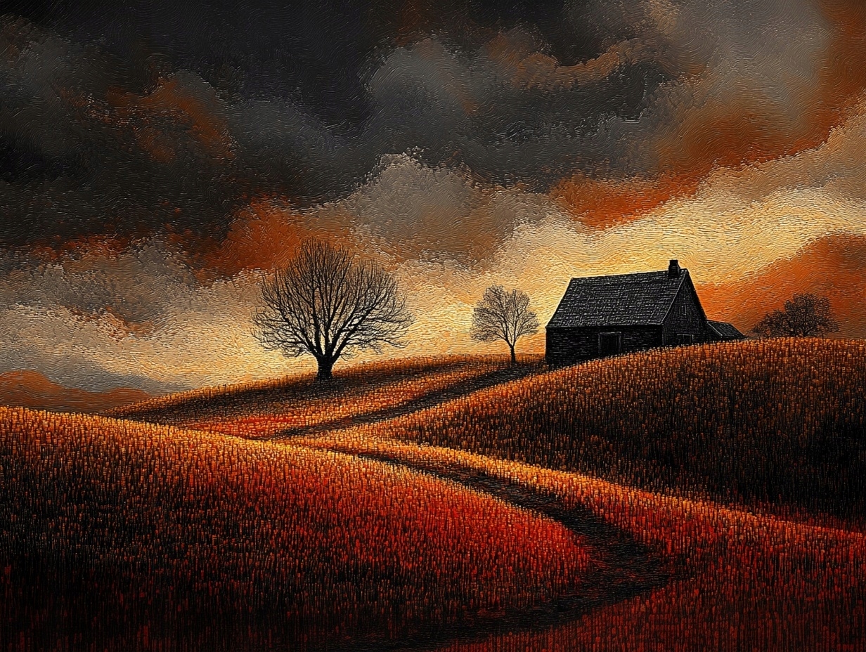 Obraz Na Plátně Canvas Krajina Pohled Vesnice Pole Mraky Bouře 80x60