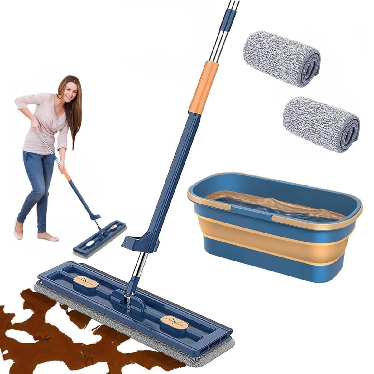 Mop Z Wyciskaczem Płaski Obrotowy 360 Samowyciskający do podłóg