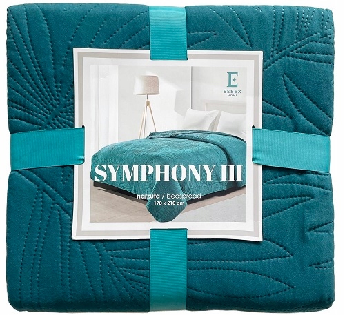 Tyrkysová prošívaný přehoz 170x210 s tropickým vzorem