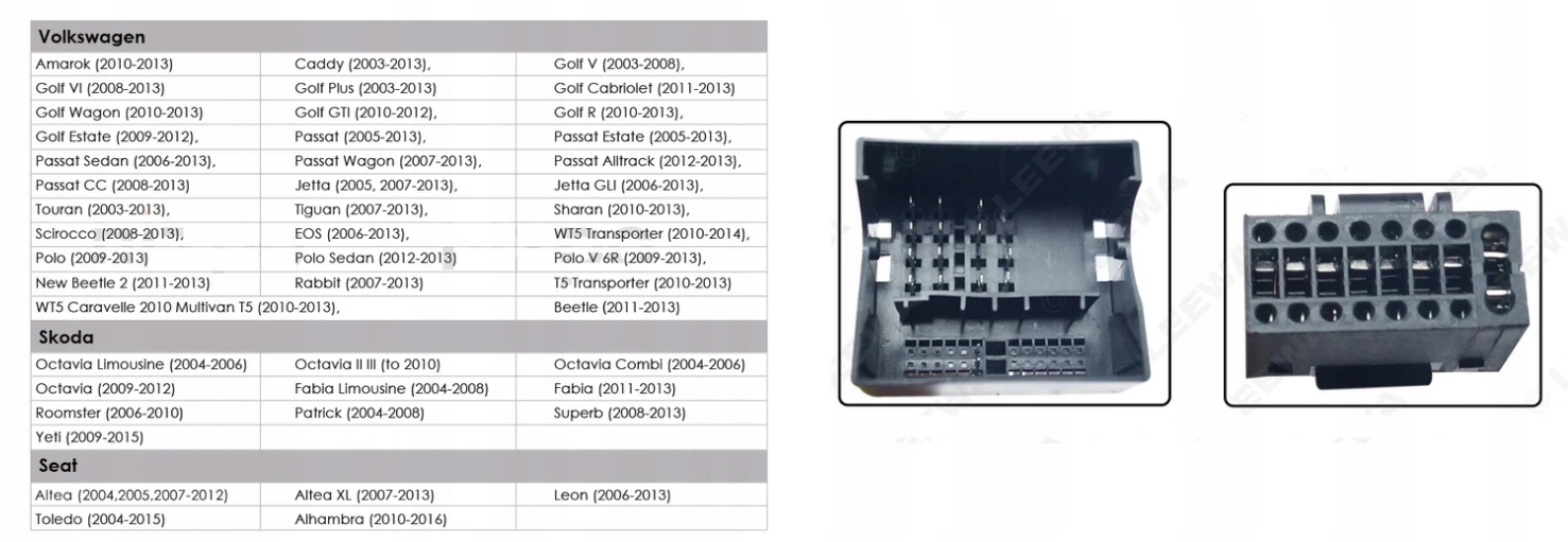 CANBUS POD RÁDIO ANDROID VW ŠKODA SEAT 40 PIN Kód výrobcu 00000298