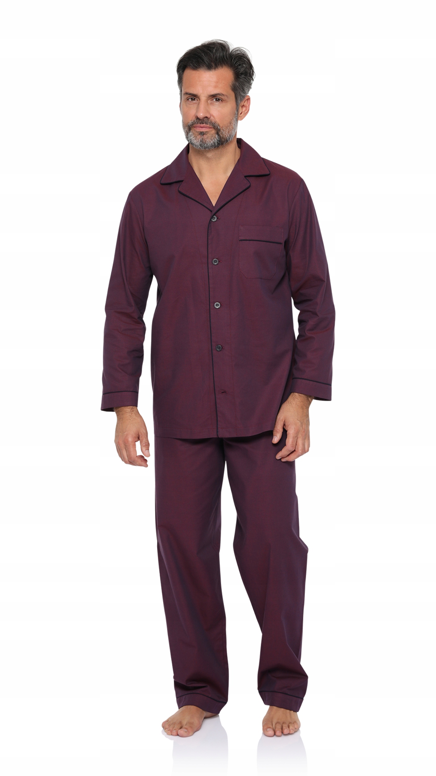 Klasické pánské pyžamo RE-910 1007 Bordo 100% bavlna XXXL