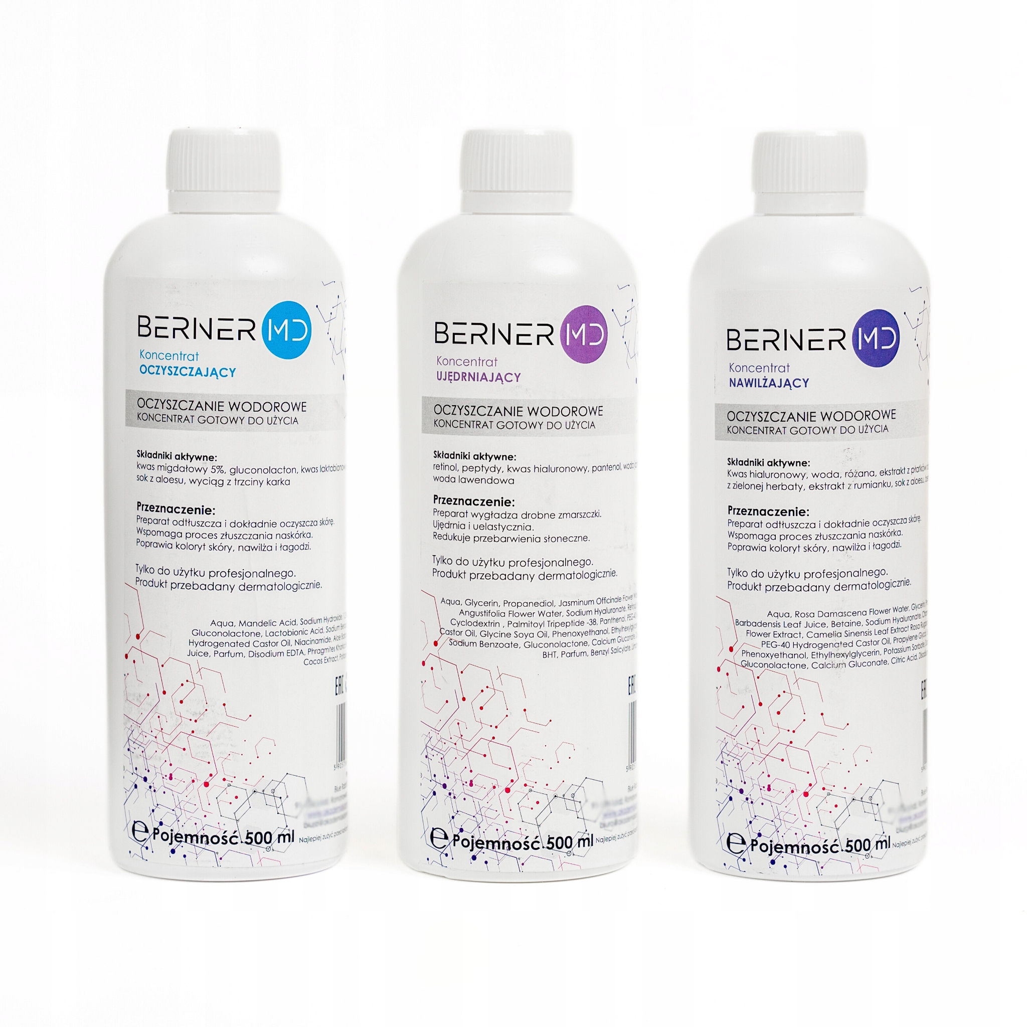 Zestaw do oczyszczania wodorowego 3x500 ml