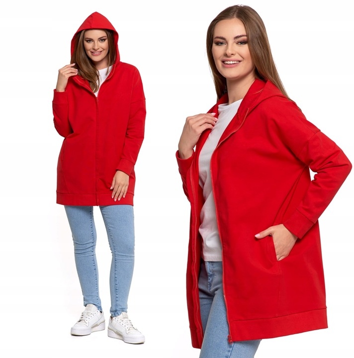 Bluza Damska Moraj Dresowa Rozpinana Długa Z Kapturem Luźny Krój 3XL/4XL