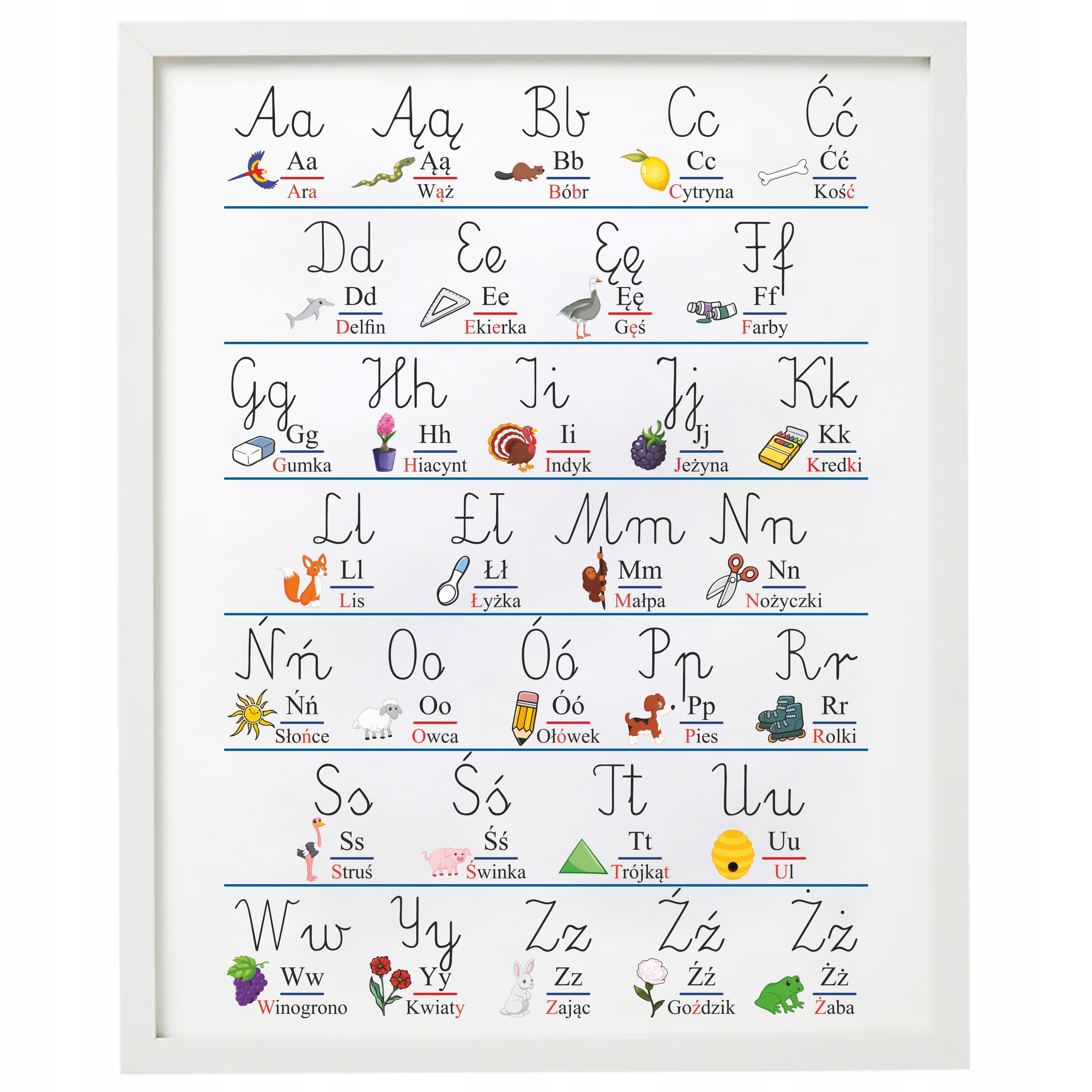 ПЛАКАТ ОБРАЗОВАТЕЛЬНЫЙ - АЛФАВИТ - БОЛЬШОЙ (A3) + РАМКА