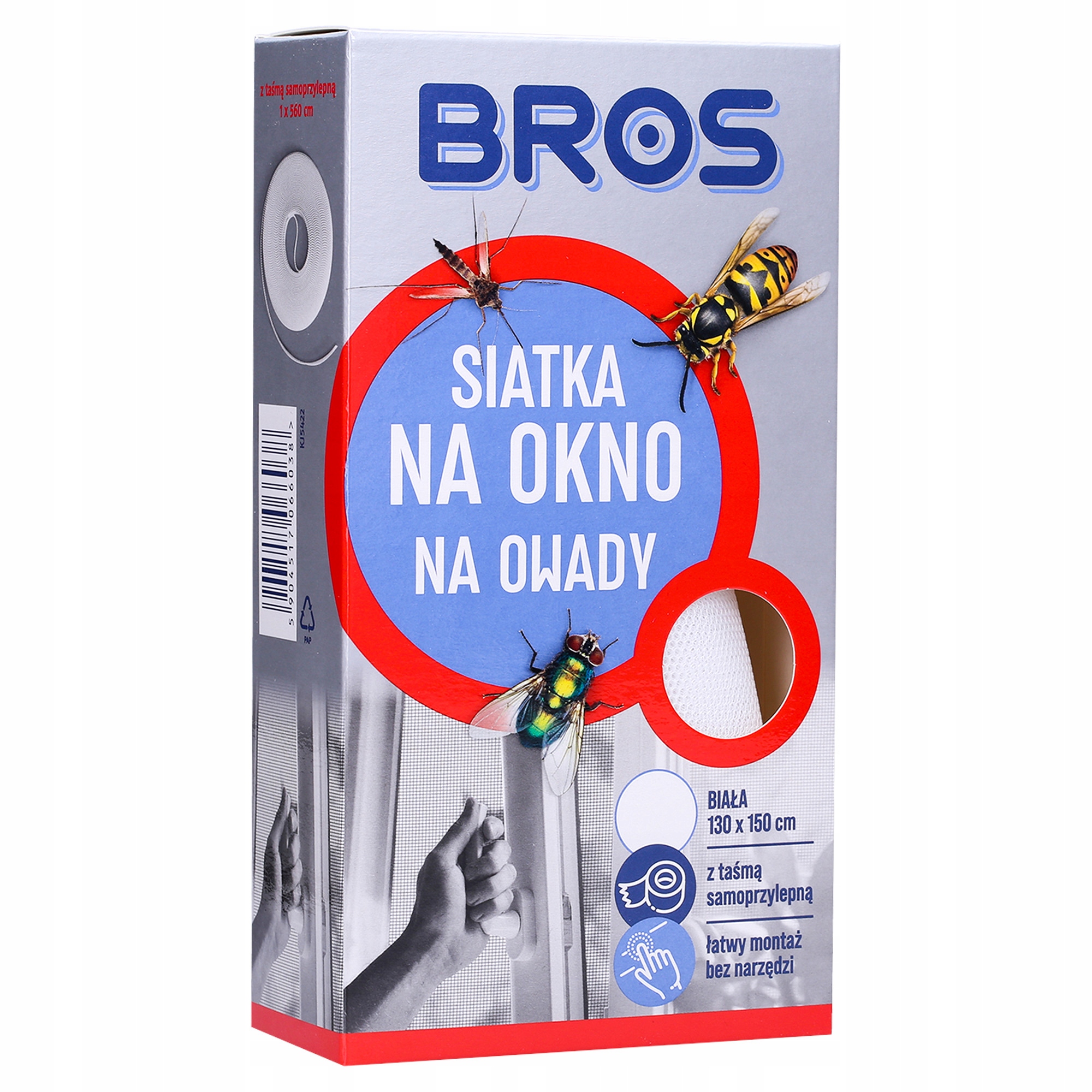

Bros Siatka Na Okno 130cm x 150cm Biała Moskitiera
