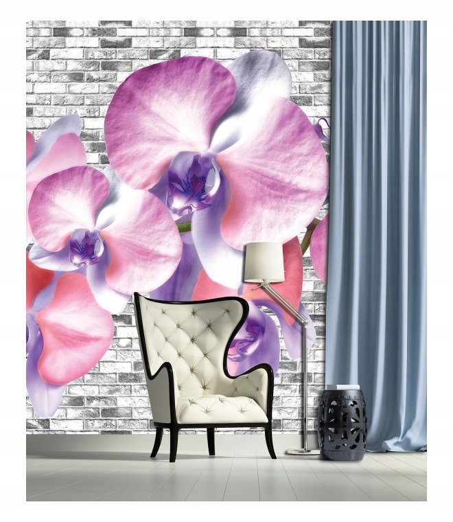 Fototapeta flizelina Orchideje na cihlové zdi květiny pozadí 206x275 lepidlo