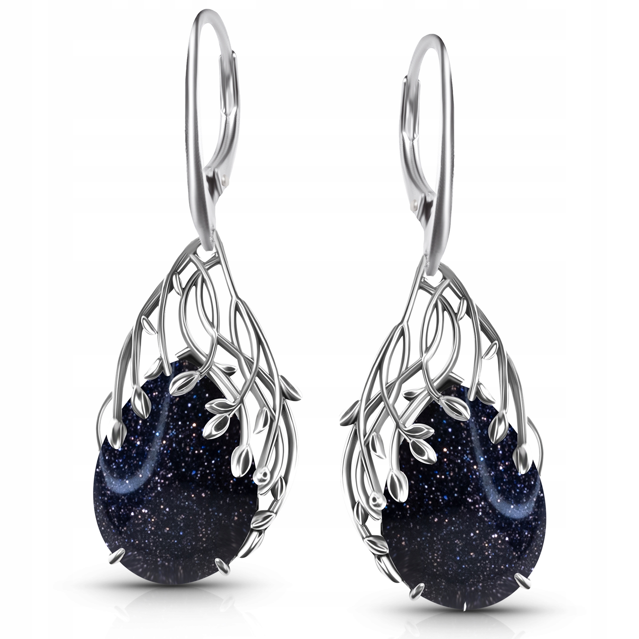 Stříbrné náušnice Káhirská noc s černým kamenem šperky stříbro pr 925