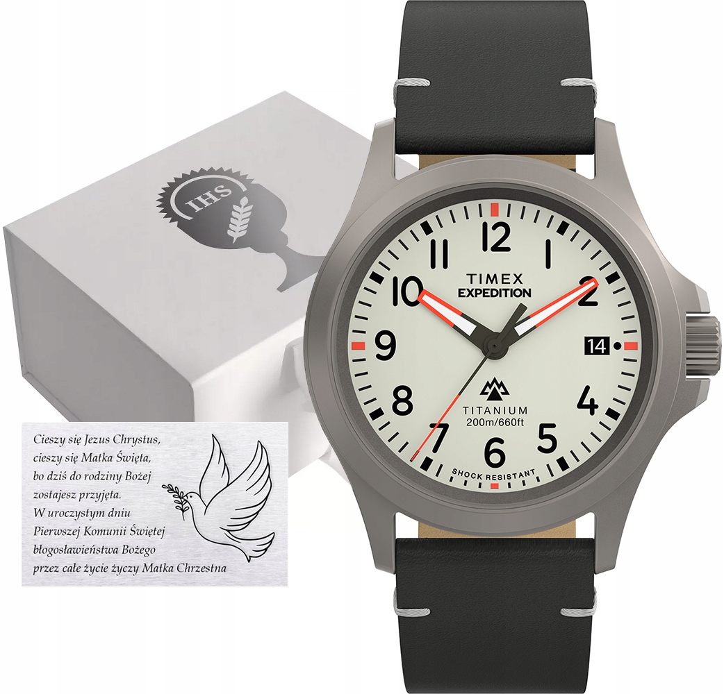 Výjimečný dárek ke svatému přijímání Set Hodinky Timex Krabička Gravírování