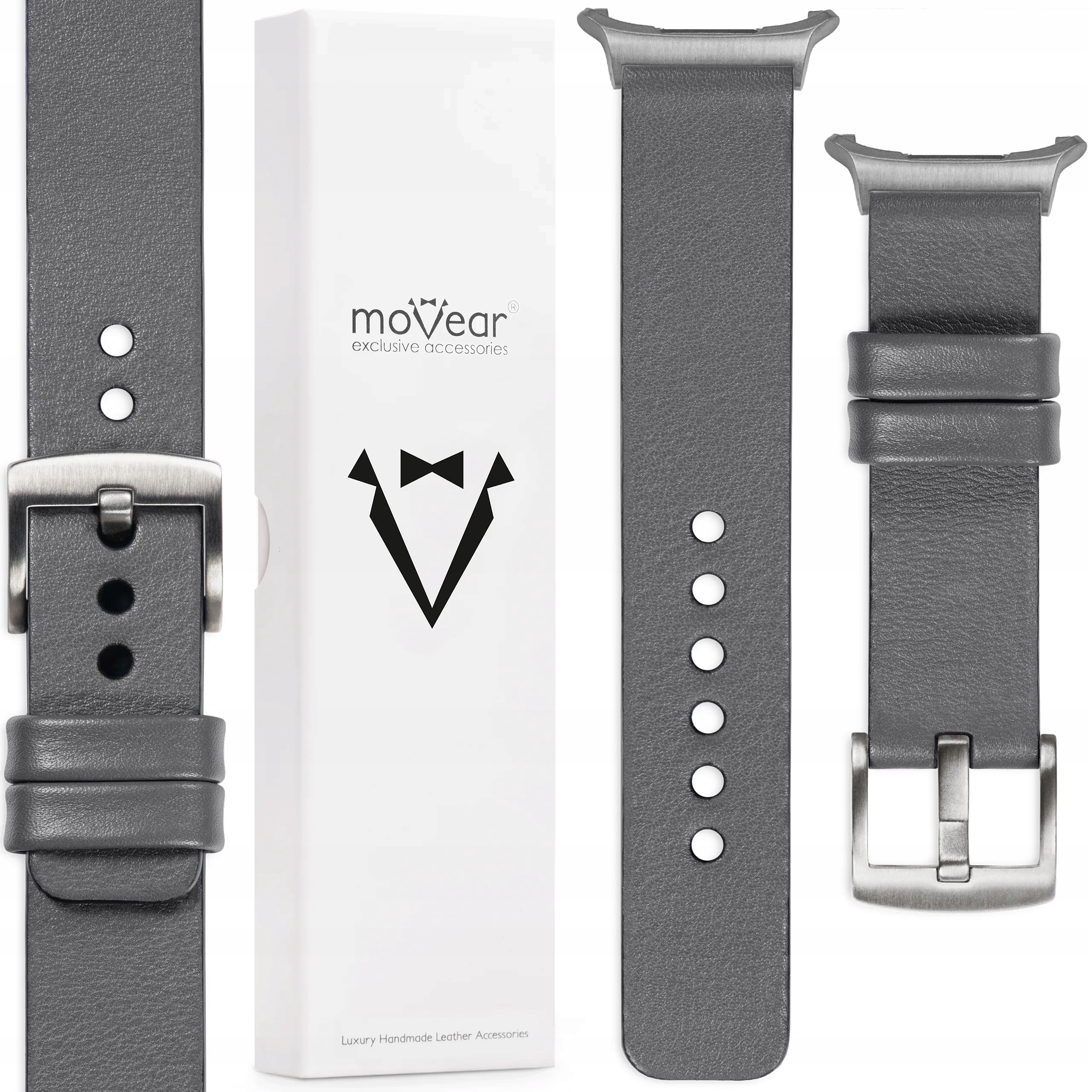 Kožený řemínek 24 mm šedý pro Samsung Galaxy Watch Ultra Movear