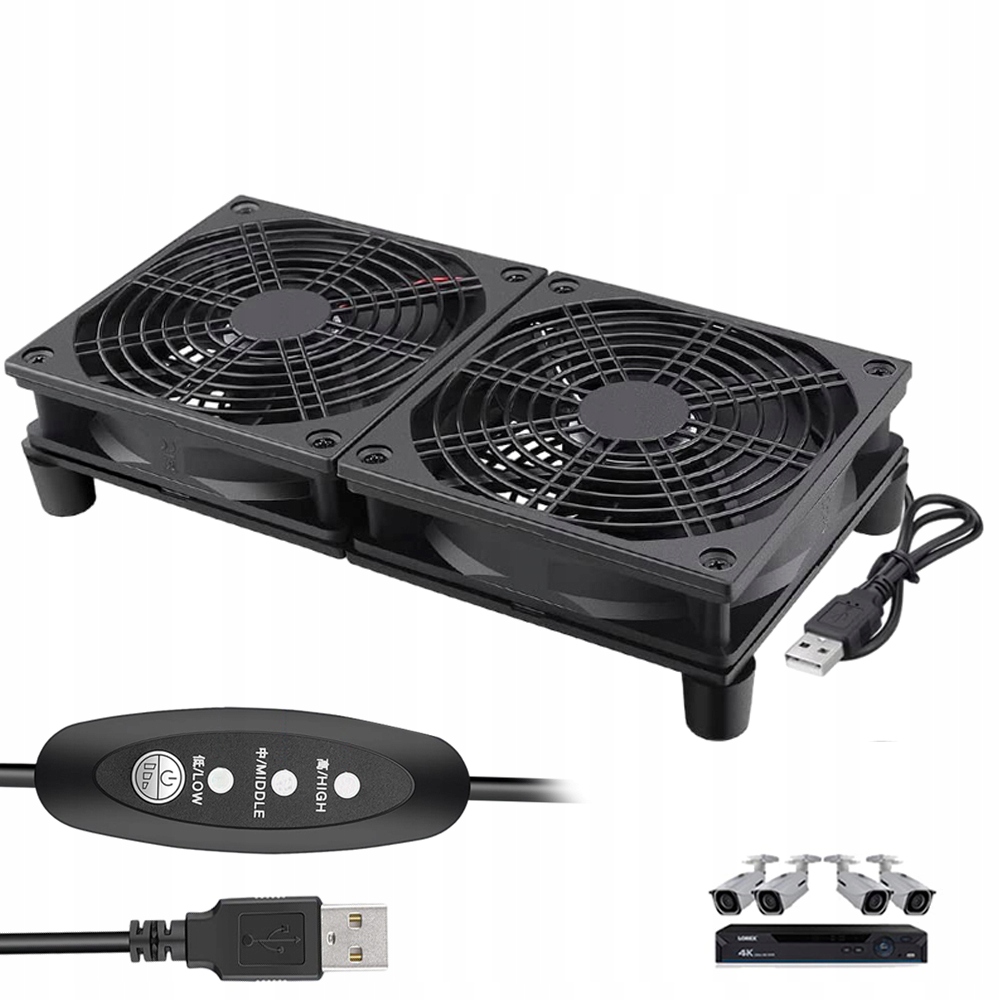 WENTYLATOR DWUGŁOWICOWY USB 3 REGULOWANE PRĘDKOŚCI