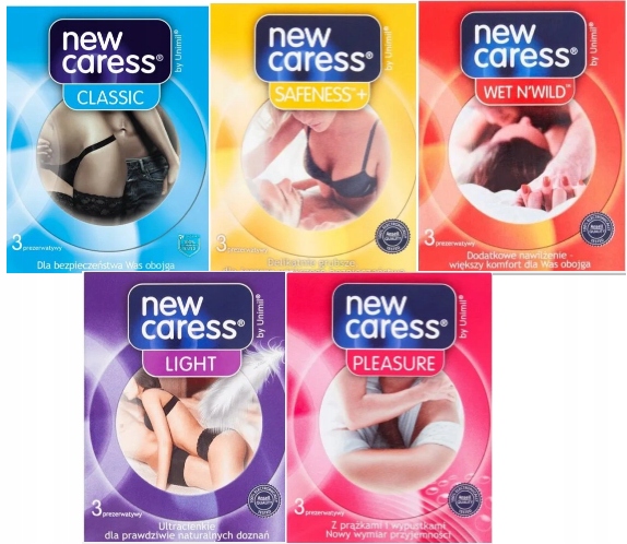 

Komplet Prezerwatyw New Caress 5 Modeli Zestaw