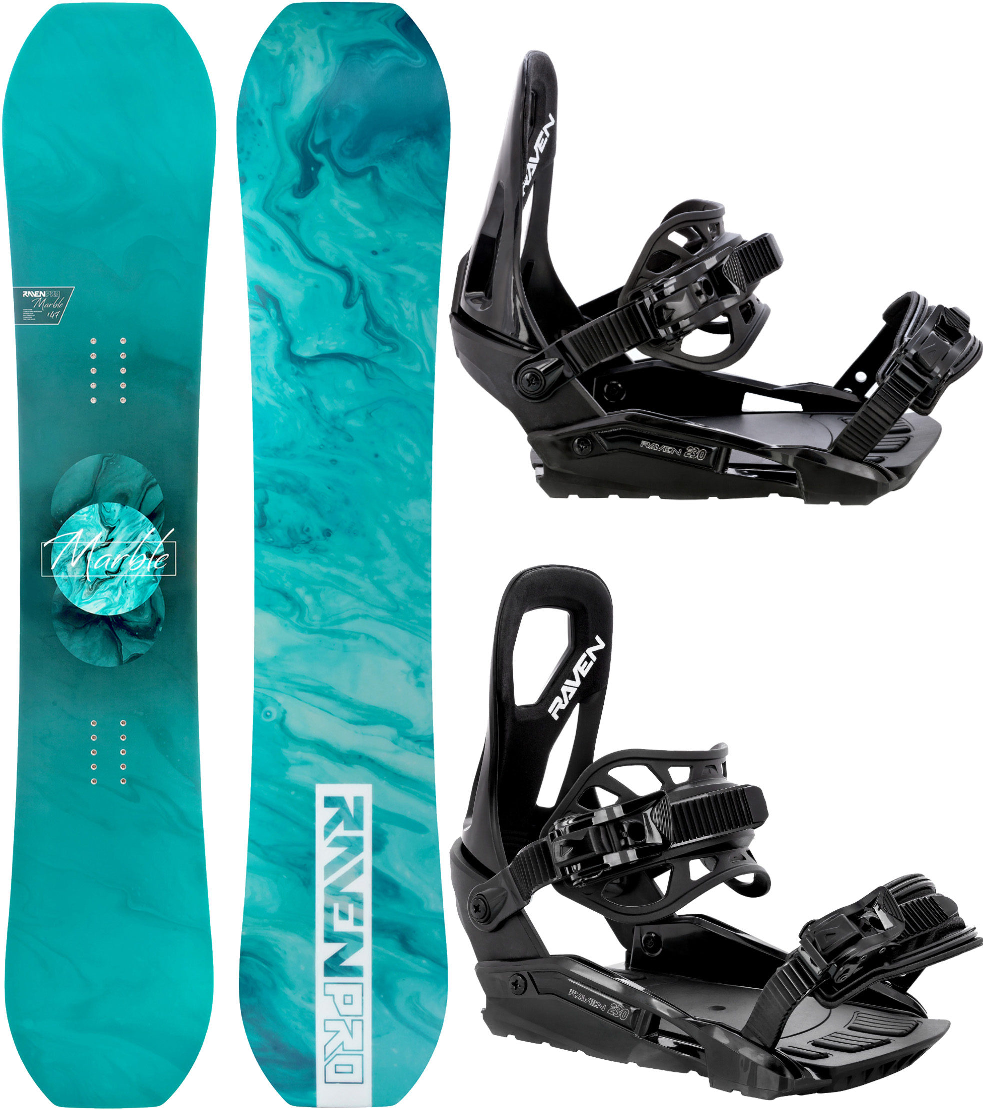 Snowboard Raven Pro Marble Carbon Mint 150cm wiązania S230 Black S/m