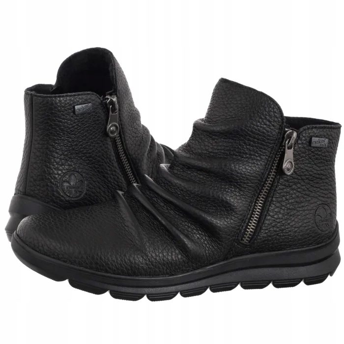 Dámské Kožené Boty Kotníkové Boty Rieker Černé Z0056-00 Black