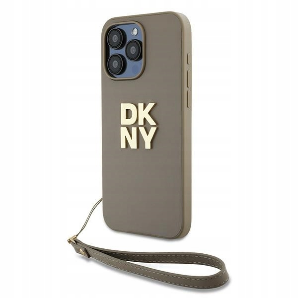 Dkny Wrist Strap Stock Logo Pouzdro pro iPhone 15 Pro (béžové)