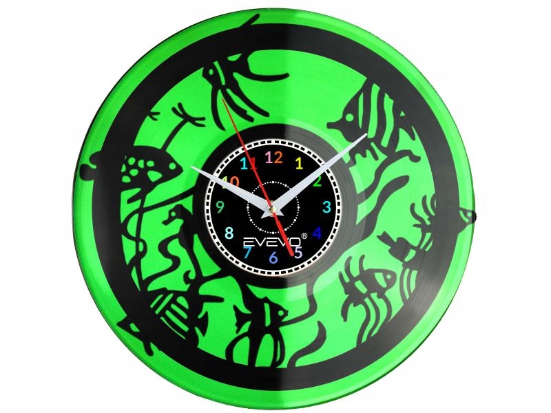Zlatá Rybka Závoj Karas Hodiny Fluorescenční Pozadí Nástěnná Vinylová Deska