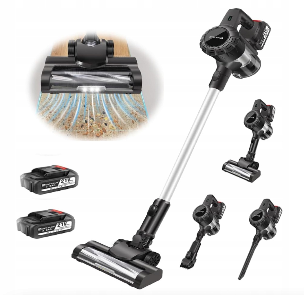 Odkurzacz pionowy DayPlus XCQ-01 szary 15KPa Hepa Led 2 Baterie 3000mAh