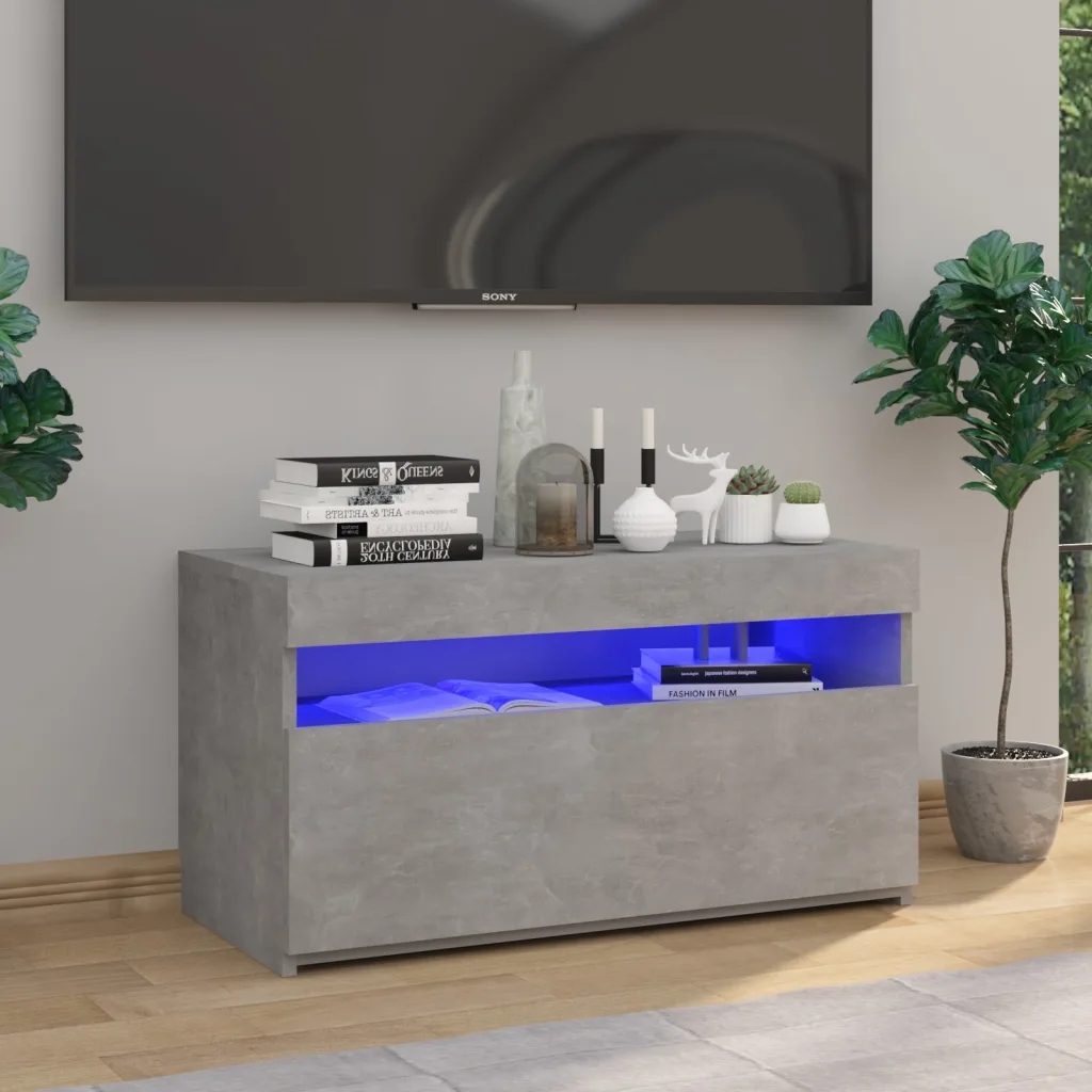 Petrashop Tv skříňka s Led osvětlením betonově šedá 75 x 35 x 40 cm Šedá 8