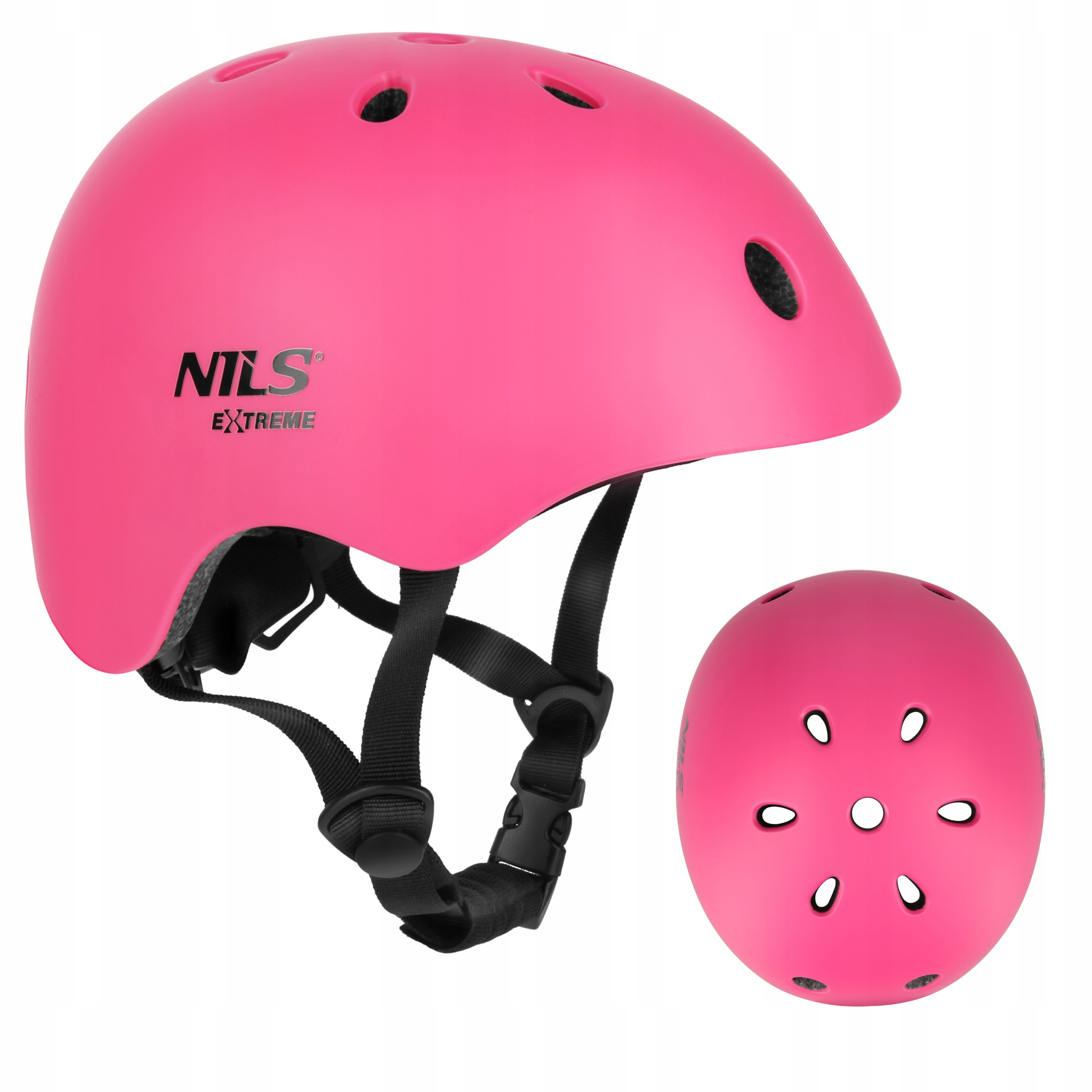 Kask Nils Extreme Różowy S 52-56cm Rolki Deskorolka Rower In-mold