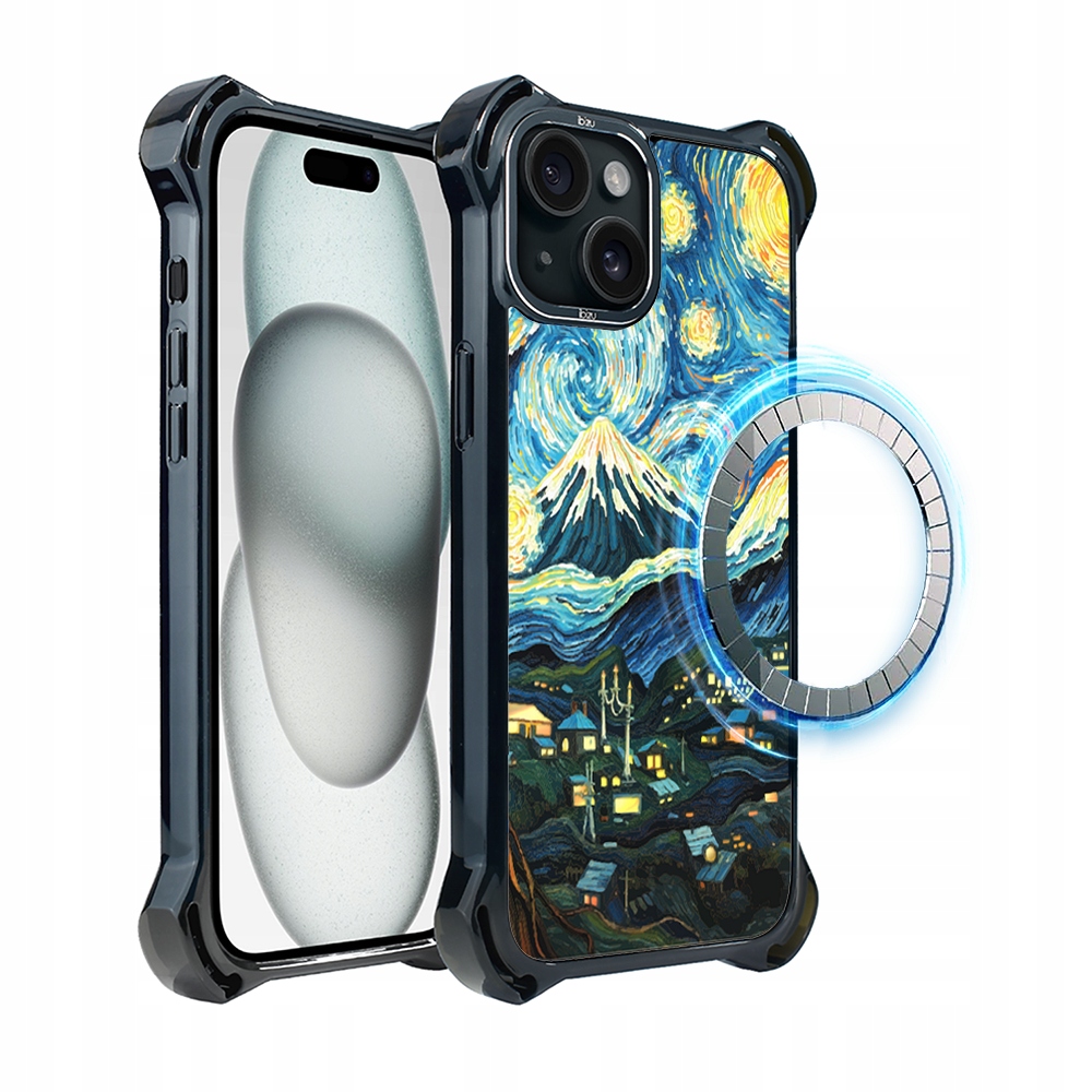 Pouzdro pro iPhone 15 Ibizu DropGuard Ultra s MagSafe, Van Gogh, hvězdná noc